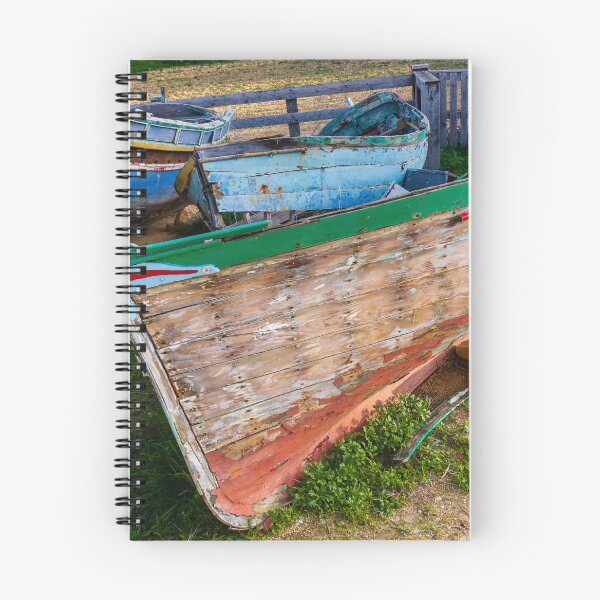 Item preview, Weathered Wooden Fishing Boats On Shore With Peeling Paint And Rustic Mediterranean Charm designed and sold by Nmallia.