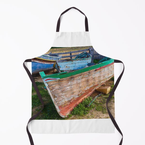 Item preview, Weathered Wooden Fishing Boats On Shore With Peeling Paint And Rustic Mediterranean Charm designed and sold by Nmallia.