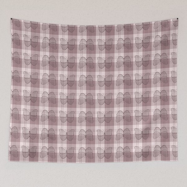 Item preview, Coquette Pink Plaid Butterfly Pattern - Soft Aesthetic Tartan designed and sold by joniJhon_design.