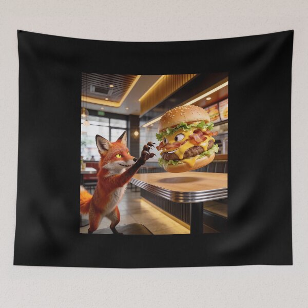 Item preview, Fox Wants to Eat Living Cheeseburger designed and sold by OksArtStudio.