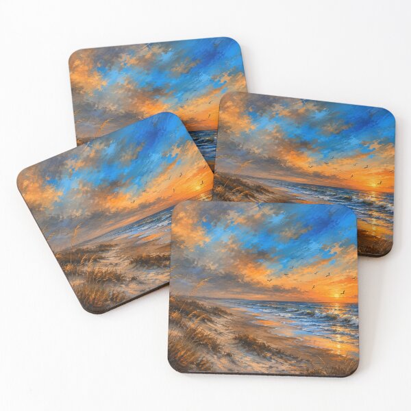 Item preview, Sunset Ocean Beach Coastal Landscape designed and sold by Joey Santiago.