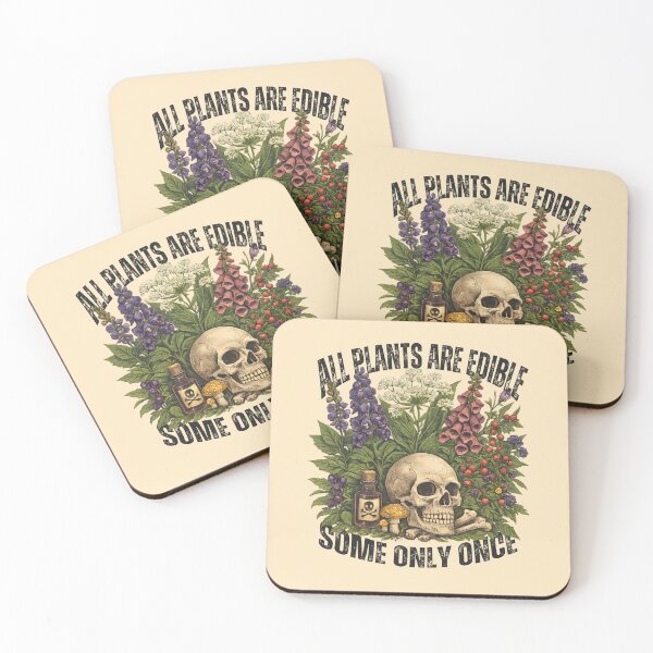 Item preview, All Plants Are Edible Some Only Once – Funny Botanical Dark Humor Skull Mushroom designed and sold by Artycom.