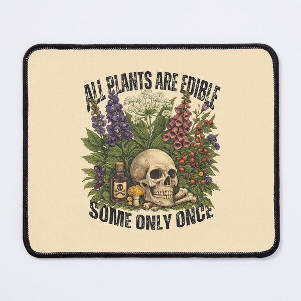 Item preview, All Plants Are Edible Some Only Once – Funny Botanical Dark Humor Skull Mushroom designed and sold by Artycom.