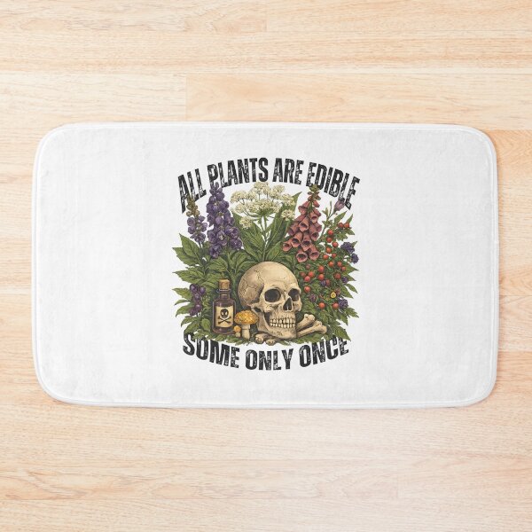 Item preview, All Plants Are Edible Some Only Once – Funny Botanical Dark Humor Skull Mushroom designed and sold by Artycom.