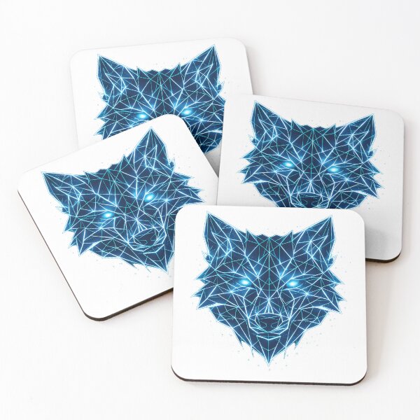 Item preview, Blue Polygon Wolf Geometric Neon Animal Head designed and sold by CreativeMindsetLab.
