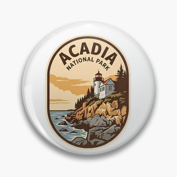 Item preview, Acadia National Park Maine Vintage Lighthouse Badge designed and sold by LittleArij.