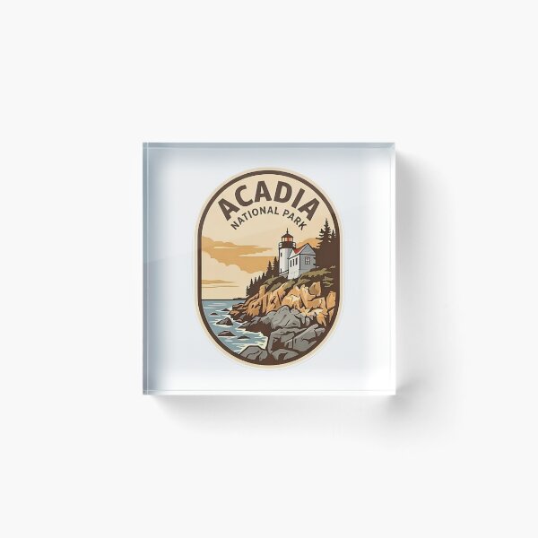Item preview, Acadia National Park Maine Vintage Lighthouse Badge designed and sold by LittleArij.