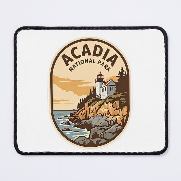 Item preview, Acadia National Park Maine Vintage Lighthouse Badge designed and sold by LittleArij.