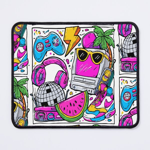 Item preview, Colorful Retro 90s Miami Gamer Disco Ball Print Pattern designed and sold by RichardRags.