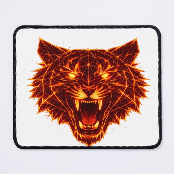 Item preview, Fiery Polygon Tiger Neon Geometric Predator designed and sold by CreativeMindsetLab.