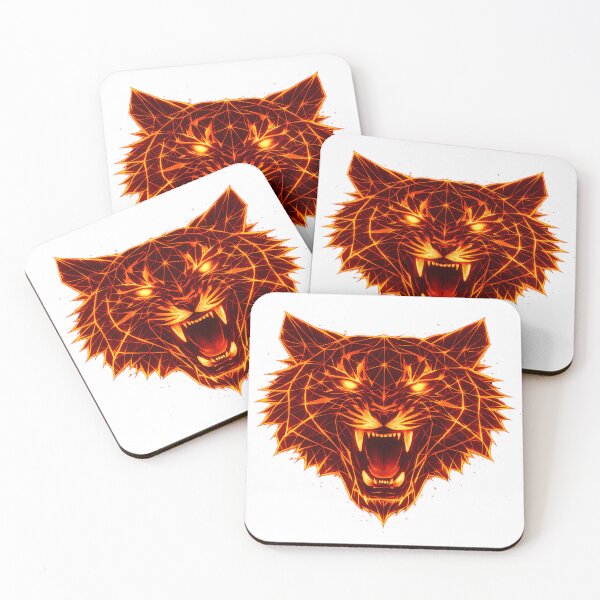 Item preview, Fiery Polygon Tiger Neon Geometric Predator designed and sold by CreativeMindsetLab.