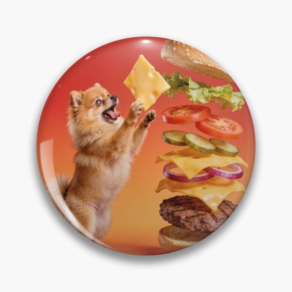 Item preview, Pomeranian Spitz Wants to Eat Giant Cheeseburger designed and sold by OksArtStudio.