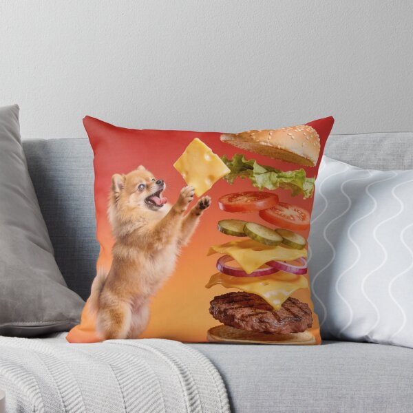Item preview, Pomeranian Spitz Wants to Eat Giant Cheeseburger designed and sold by OksArtStudio.