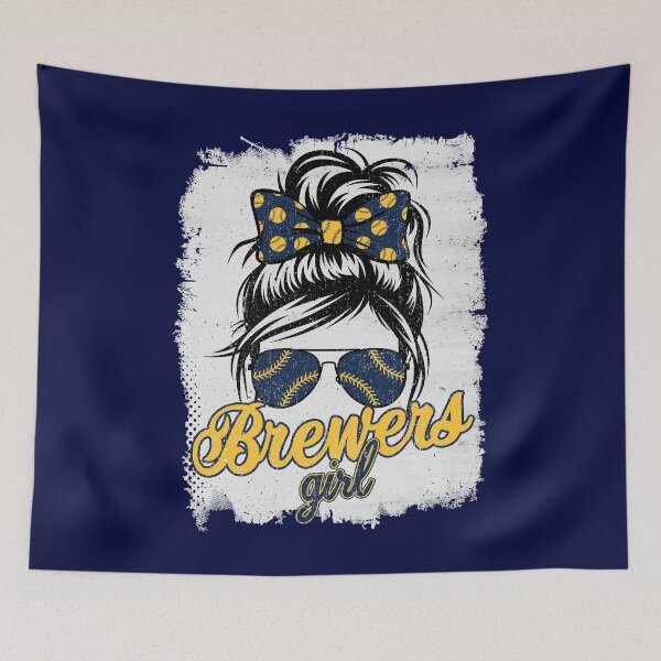 Item preview, Vintage Brewers Girl Messy Bun Distressed Sports Fan Team Spirit designed and sold by RockTheFeal.