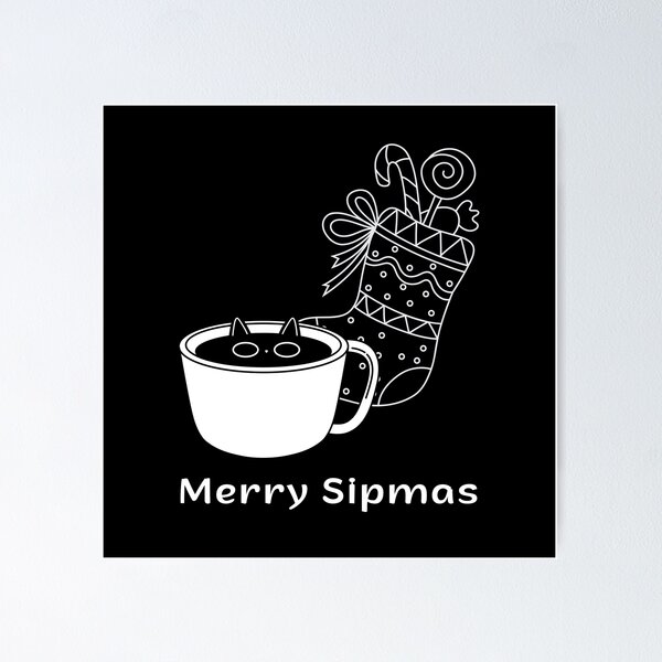 Item preview, Merry Sipmas | Espresso Yourself Cats | Funny Christmas Coffee Cat designed and sold by ContigoART.
