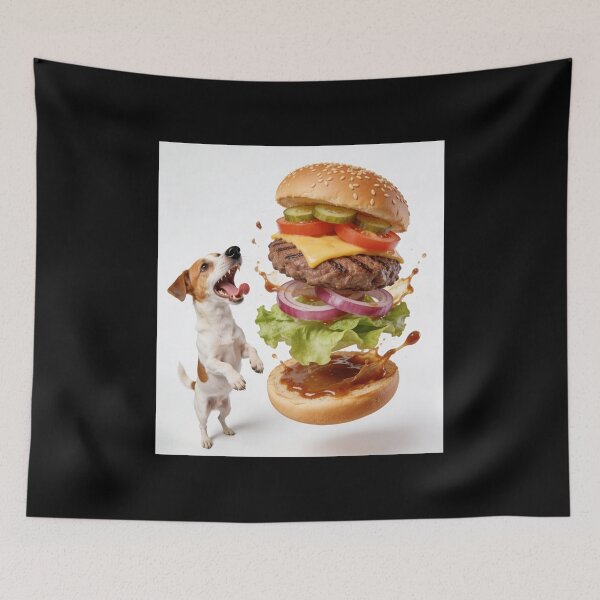 Item preview, Jack Russell Terrier Wants to Eat Giant Cheeseburger designed and sold by OksArtStudio.