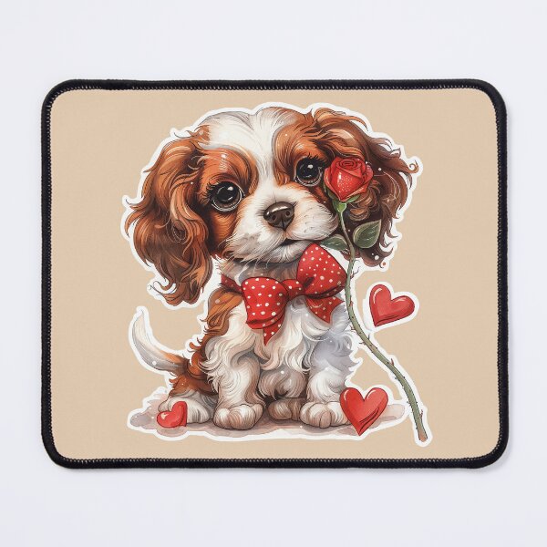 Item preview, Sweet Cavalier King Charles Spaniel with Rose designed and sold by Erika Kaisersot.