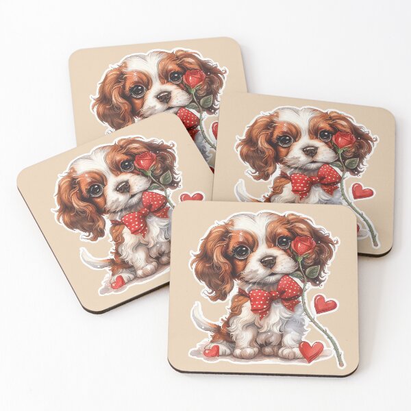 Item preview, Sweet Cavalier King Charles Spaniel with Rose designed and sold by Erika Kaisersot.