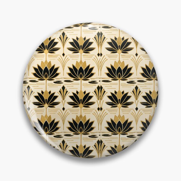 Item preview, Lotus Art Deco Black Gold Decorative Seamless Pattern designed and sold by Inkworksbyshery.