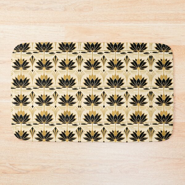 Item preview, Lotus Art Deco Black Gold Decorative Seamless Pattern designed and sold by Inkworksbyshery.