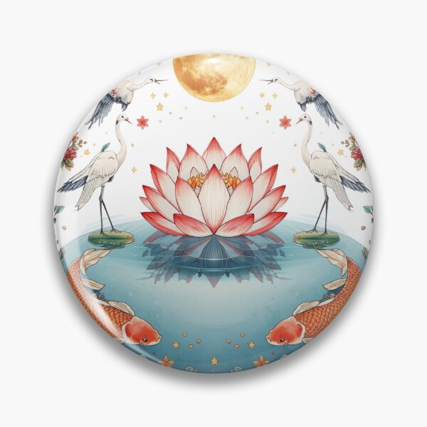 Item preview, Inner Peace | Lotus, Cranes & Celestial Botanical Illustration designed and sold by catcurio.
