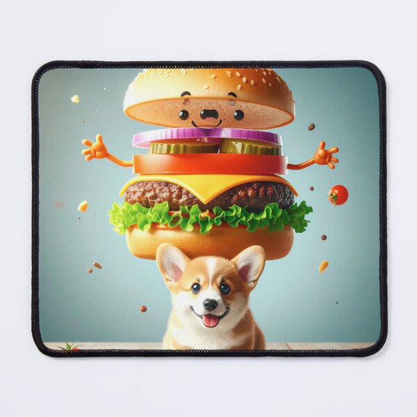 Item preview, Corgi with Living Cheeseburger Cartoon designed and sold by OksArtStudio.
