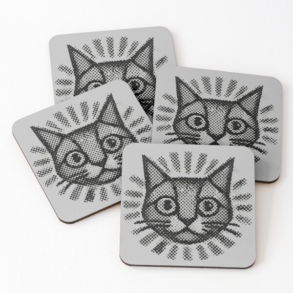 Item preview, Retro Halftone Cat Head Art designed and sold by MarCinu Art.
