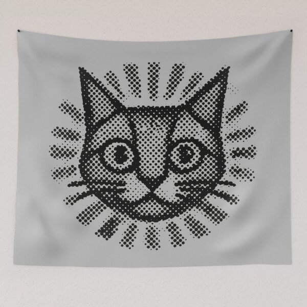 Item preview, Retro Halftone Cat Head Art designed and sold by MarCinu Art.