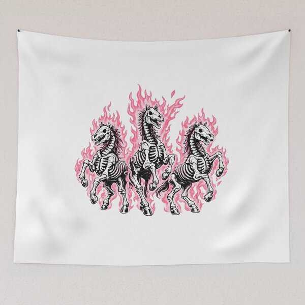 Item preview, Pink Flaming Skeleton Horse Trio | Gothic Dark Aesthetic Graphic designed and sold by rubbytipsy.
