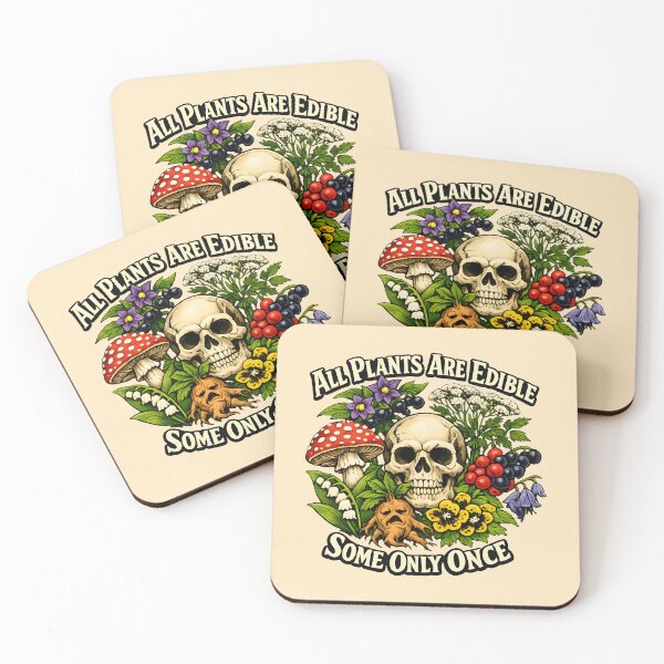 Item preview, All Plants Are Edible Some Only Once – Funny Botanical Dark Humor Skull Mushroom designed and sold by Artycom.
