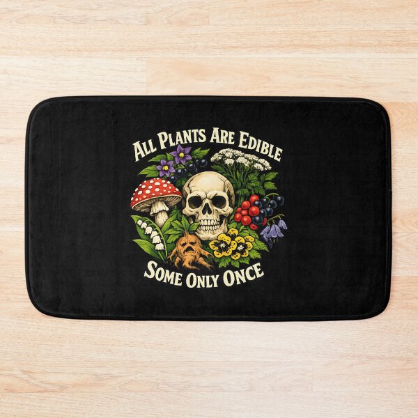 Item preview, All Plants Are Edible Some Only Once – Funny Botanical Dark Humor Skull Mushroom designed and sold by Artycom.