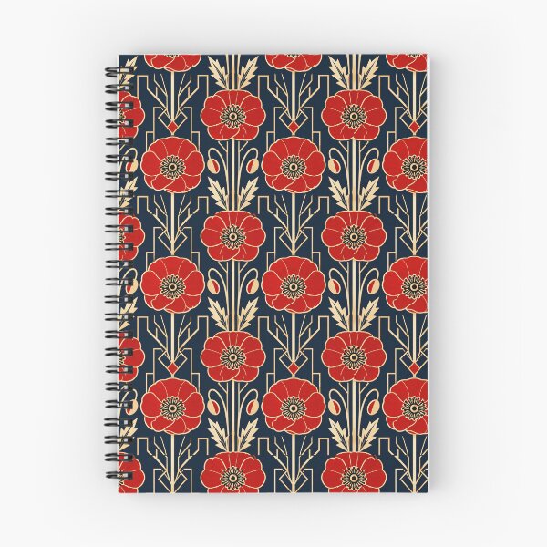 Item preview, Poppy Art Deco Scarlet Navy Seamless Pattern designed and sold by Inkworksbyshery.