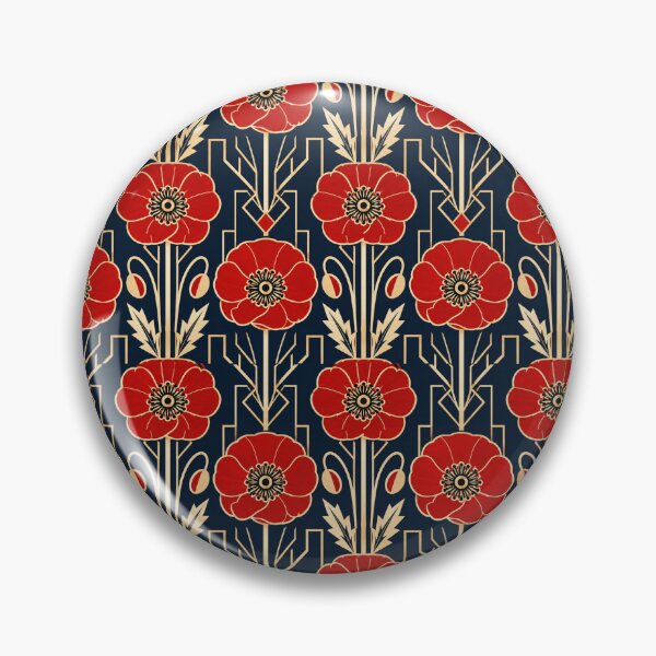 Item preview, Poppy Art Deco Scarlet Navy Seamless Pattern designed and sold by Inkworksbyshery.