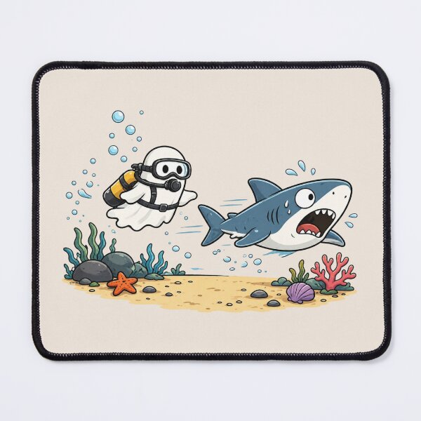 Item preview, Ghost Shark, Funny Ghost Diver, Summerween Shark, Cute Spooky Ocean, Halloween Beach Gift for Shark Lovers designed and sold by Quiajia.