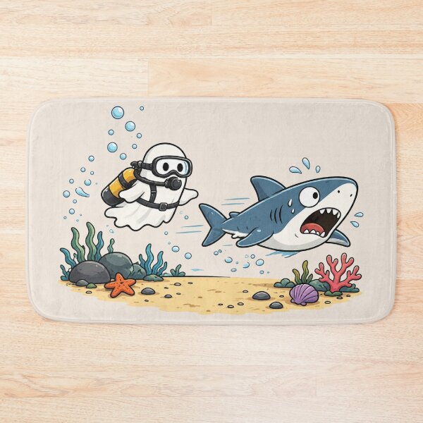 Item preview, Ghost Shark, Funny Ghost Diver, Summerween Shark, Cute Spooky Ocean, Halloween Beach Gift for Shark Lovers designed and sold by Quiajia.