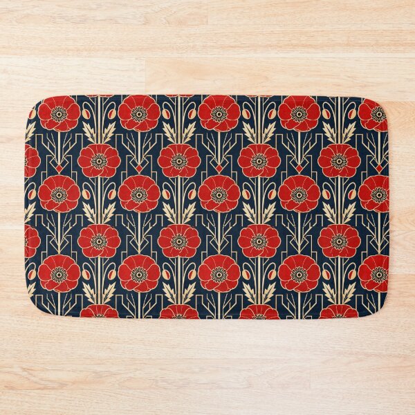 Item preview, Poppy Art Deco Scarlet Navy Seamless Pattern designed and sold by Inkworksbyshery.