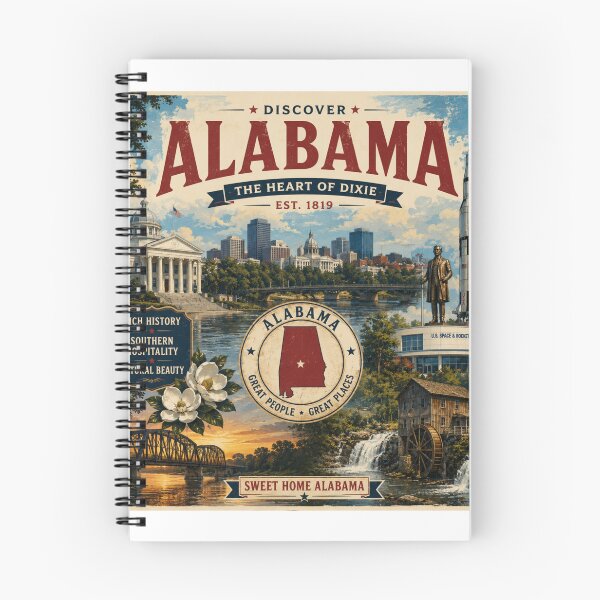 Artikelvorschau, Entdecke Alabama | Vintage-Reiseposter | Retro-USA-Wandkunst entworfen und verkauft von SlanPOD.