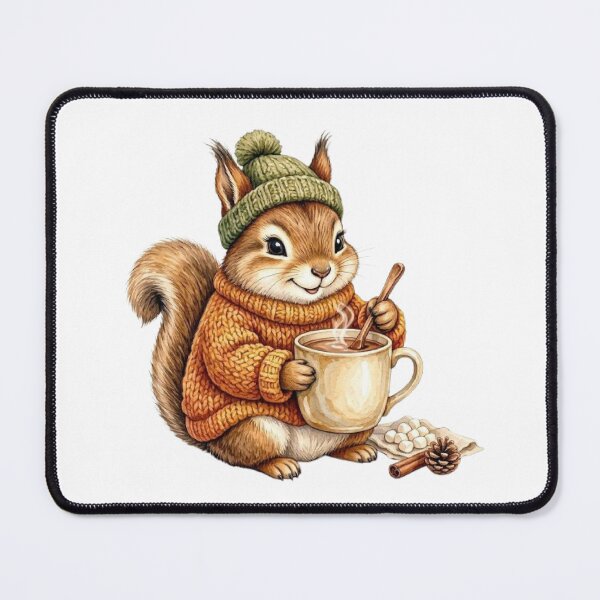 Item preview, Cozy Squirrel Making Hot Cocoa | Cute Woodland Autumn Animal Illustration designed and sold by vigzhifushions.