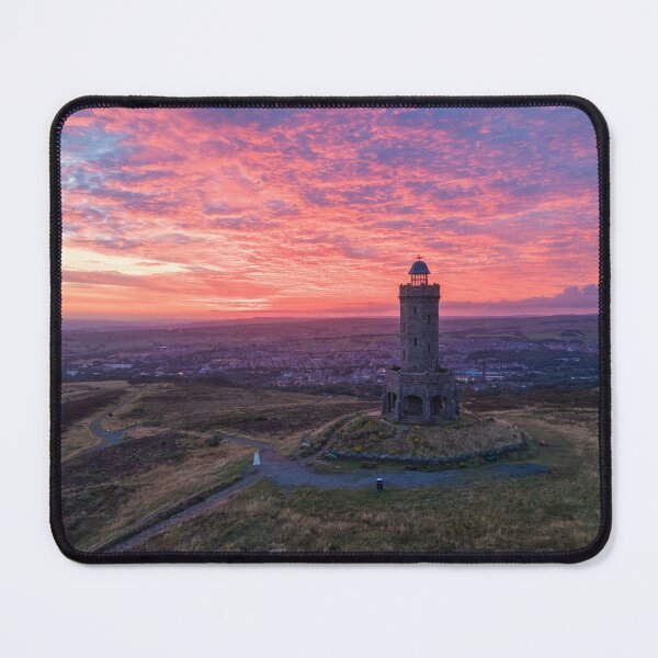 Item preview, Darwen Tower Sunrise — Dramatic Red Sky Aerial Drone, Darwen Moor, Lancashire designed and sold by Shafiq Khan.