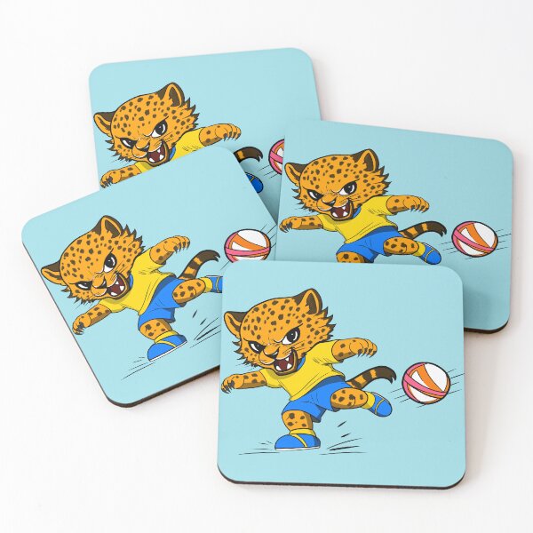 Item preview, Cute Leopard Playing Football Cartoon designed and sold by Phyllya Design.