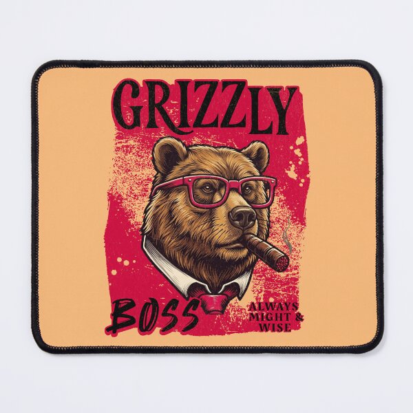 Item preview, Grizzly Boss Design – Funny Grizzly Bear with Cigar Mafia Style Badass Animal Gift designed and sold by PixelsPaws.