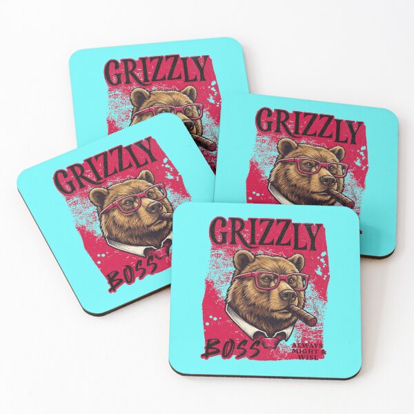 Item preview, Grizzly Boss Design – Funny Grizzly Bear with Cigar Mafia Style Badass Animal Gift designed and sold by PixelsPaws.
