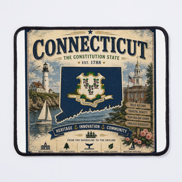 Item preview, Connecticut Vintage Travel Poster | The Constitution State designed and sold by SlanPOD.