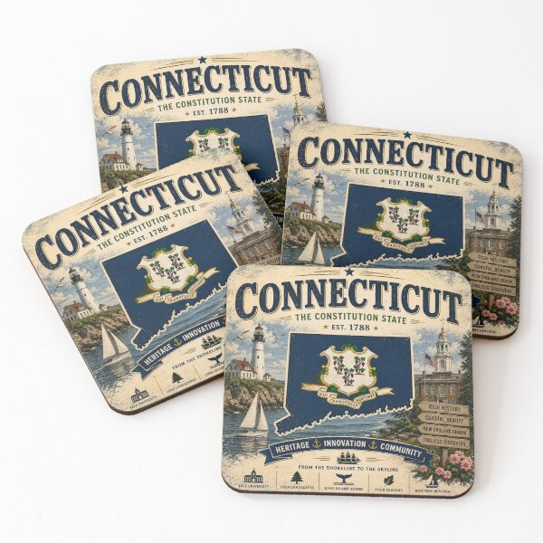 Item preview, Connecticut Vintage Travel Poster | The Constitution State designed and sold by SlanPOD.