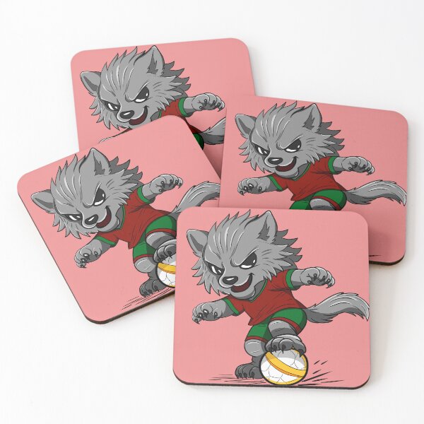 Item preview, Cute Wolf Playing Football Cartoon designed and sold by Phyllya Design.