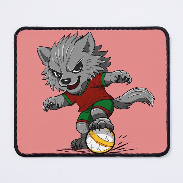 Item preview, Cute Wolf Playing Football Cartoon designed and sold by Phyllya Design.