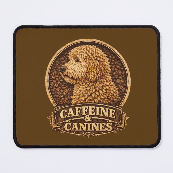 Item preview, Caffeine and Canines: Vintage Goldendoodle Coffee Roastery Badge Art designed and sold by CreativeArtistL.