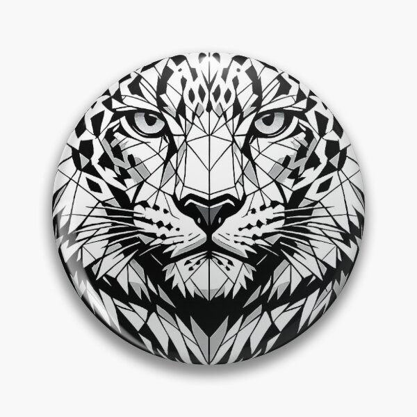 Item preview, Geometric Snow Leopard Head | Low Poly Wildlife Vector | Black & White Big Cat Sticker designed and sold by DesertInkArt.