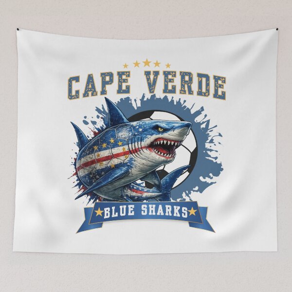 Item preview, Cape Verde Football Vintage Supporter T-Shirt | Blue Sharks Fan Gift | Soccer Lover Graphic Tee designed and sold by Teetreasure2.