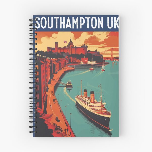 Item preview, Southampton UK travel poster in the style of 50s screen print travel posters designed and sold by windmildesigner.